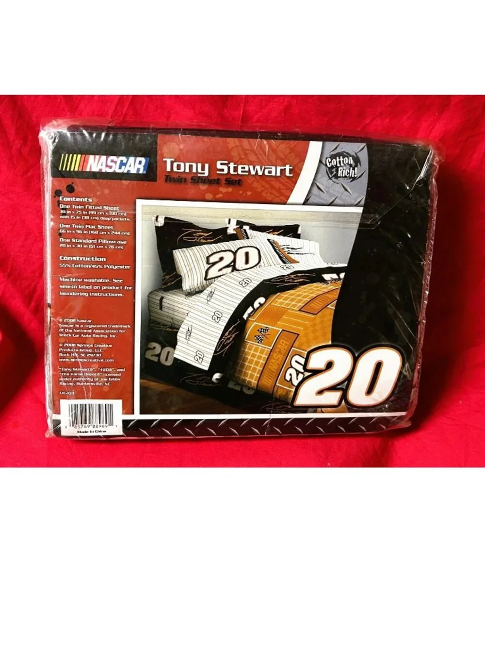 Twin Comforter+Sheet Set+Sham+Curtains~Vintage NASCAR #20 Tony Stewart Race Car